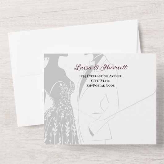 Lesbisch paar bruiloft uitnodiging (Achterkant)