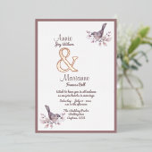 Lesbisch Paar Dusty Bourgondië Roos Goud Ampersand Folie Uitnodiging (Staand Voorkant)