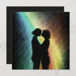 Lesbisch paar in regenboog feestdagenkaart