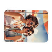 Lesbisch paar op Retro Sapphic Beach Party Magneet (Horizontaal)