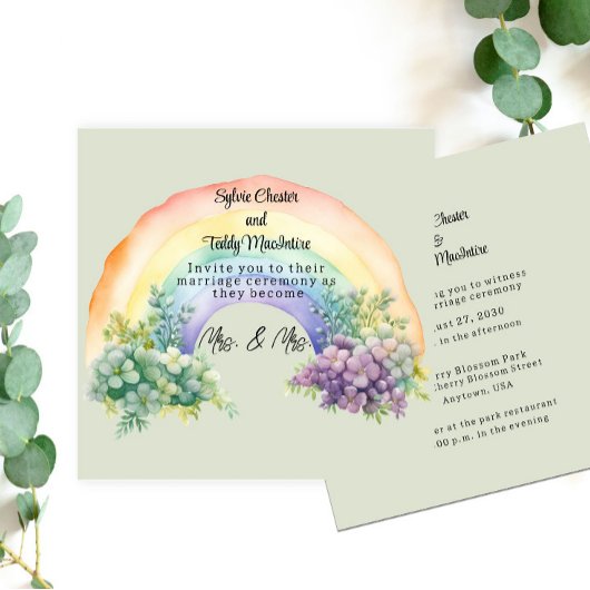 Lesbisch paar regenboog bruiloft uitnodiging