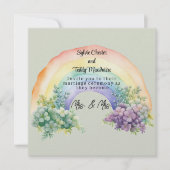 Lesbisch paar regenboog bruiloft uitnodiging (Voorkant)