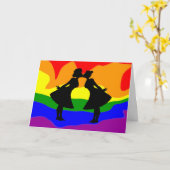Lesbisch paar Silhouette Verjaardag Wenskaart Kaart (Gele Bloem)