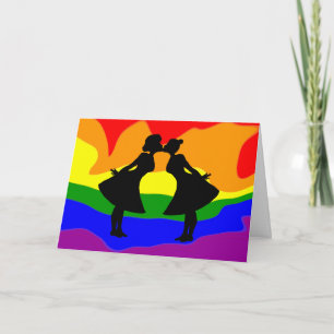 Lesbisch paar Silhouette Verjaardag Wenskaart Kaart