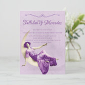 Lesbisch Paarse Vintage bruiloft Kaart (Staand voorkant)