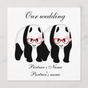 Lesbisch, Panda's huwelijksuitnodiging Kaart