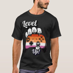 Lesbisch Pride Level Up Tijgerpoot Controller T-sh T-shirt