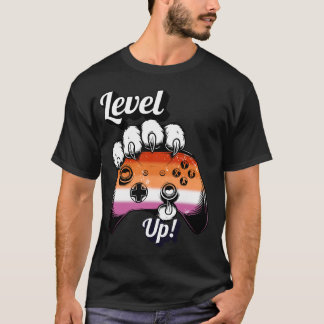 Lesbisch Pride Level Up Tijgerpoot Controller T-sh T-shirt