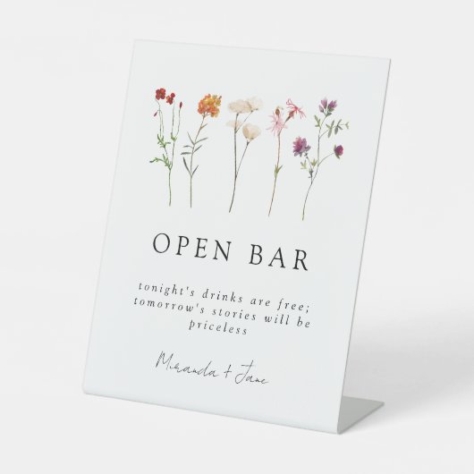 Lesbisch Pride Wilde Bloem Bruiloft Open Bar Reclamebord Met Voetstuk (Voorkant)