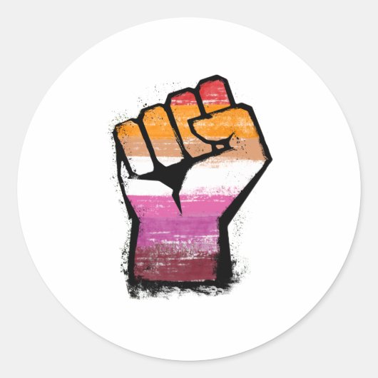 Lesbisch protest vuist ronde sticker (Voorkant)