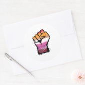 Lesbisch protest vuist ronde sticker (Envelop)