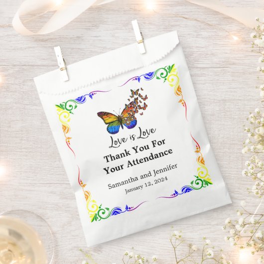 Lesbisch Regenboog Kleuren Liefde is Liefde Bruilo Bedankzakje (Geknipt)