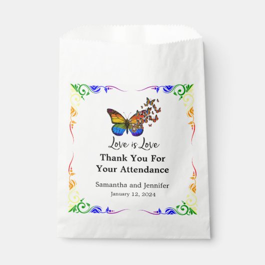Lesbisch Regenboog Kleuren Liefde is Liefde Bruilo Bedankzakje (Voorkant)