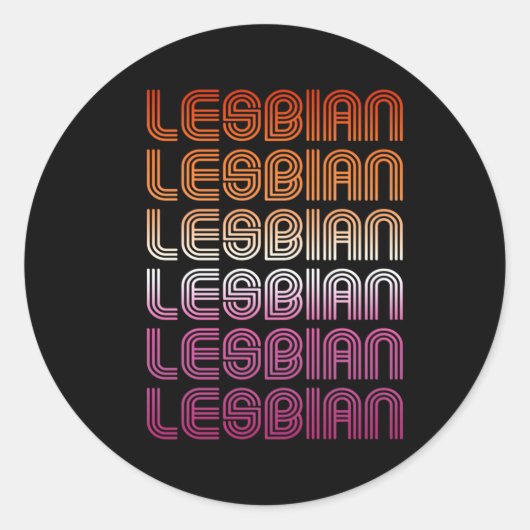 Lesbisch Retro Patroon Design Ronde Sticker (Voorkant)