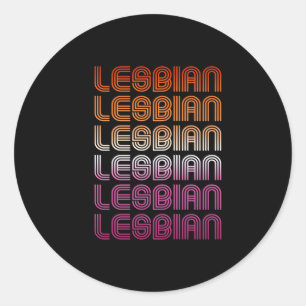 Lesbisch Retro Patroon Design Ronde Sticker