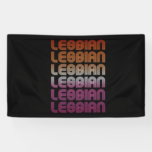 Lesbisch Retro Patroon Design Spandoek (Horizontaal)