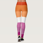 Lesbisch Sinaasappel Roze Fuchsia Wit Gestreept LG Leggings (Achterkant)