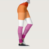 Lesbisch Sinaasappel Roze Fuchsia Wit Gestreept LG Leggings (Rechts)