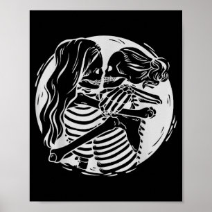 Lesbisch Stel Lgbtq Pride Skeletten Zoenen Valen Poster