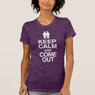 Lesbisch uit de kast komen "Blijf kalm en kom uit T-shirt
