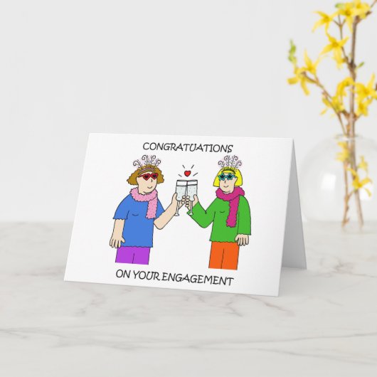 Lesbisch Verloving gefeliciteerd Kaart (Gele Bloem)