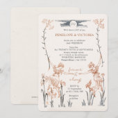 Lesbisch vintage bloem bruiloft uitnodiging (Voorkant / Achterkant)