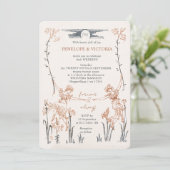 Lesbisch vintage bloem bruiloft uitnodiging (Staand voorkant)