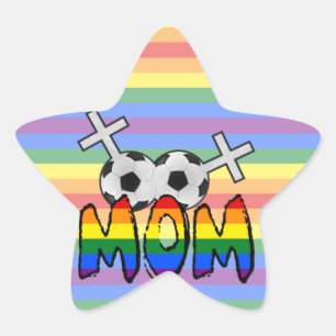 Lesbisch Voetbal Moeder (w / regenboog) Ster Sticker