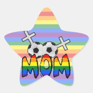 Lesbisch Voetbal Moeder (w / regenboog) Ster Sticker