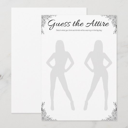 Lesbisch Vrijgezellenfeest Spel, Raad de kleding Kaart (Voorkant / Achterkant)