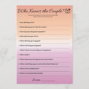 Lesbisch vrijgezellenfeest spel, Wie kent het kopp Kaart