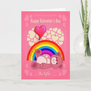 Lesbisch, vrouw, Valentijnsdag met teddybeer en Feestdagen Kaart