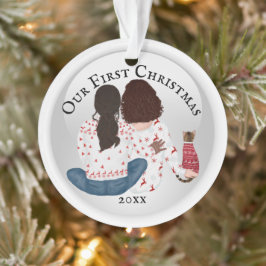 Lesbische Afrikaans-Amerikaanse en caucasische kat Ornament