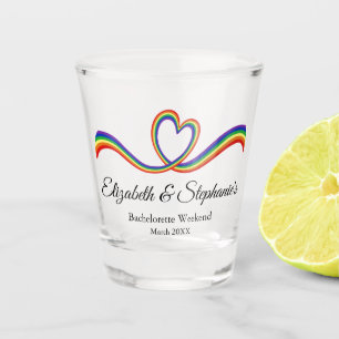 Lesbische Bachelorette Rainbow Heart Shot Glas