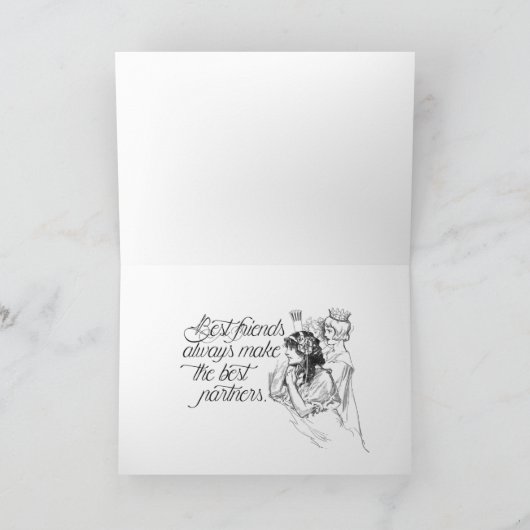 Lesbische biseksuele gefeliciteerd bruiloft kaart (Binnen)