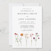 Lesbische Bloemen QR Code Foto Huwelijk Kaart (Voorkant)