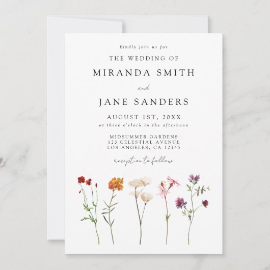 Lesbische Bloemen QR Code Foto Huwelijk Kaart (Voorkant)