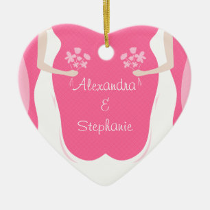 Lesbische briden gepersonaliseerd keramisch ornament