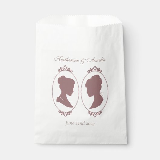 Lesbische Bruiden Regency Roze Bloemen Bedankzakje (Voorkant)