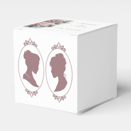 Lesbische bruiden Regency Roze Rozen Bedankdoosjes (Voorkant Zijde)