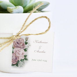 Lesbische bruiden Regency Roze rozen Bedankjes Labels