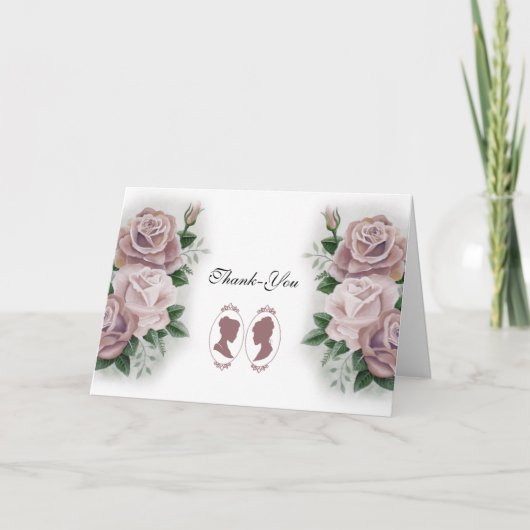 Lesbische bruiden Regency Roze Rozen Bedankkaart (Voorkant)