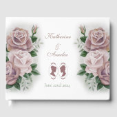 Lesbische bruiden Regency Roze Rozen Gastenboek (Voorkant)