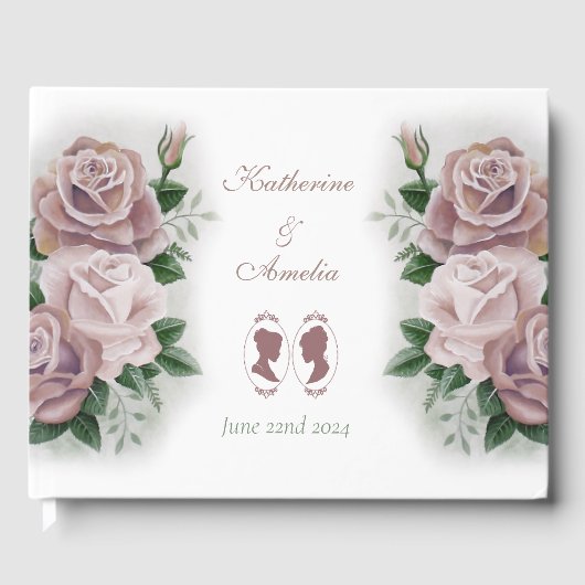 Lesbische bruiden Regency Roze Rozen Gastenboek (Voorkant)