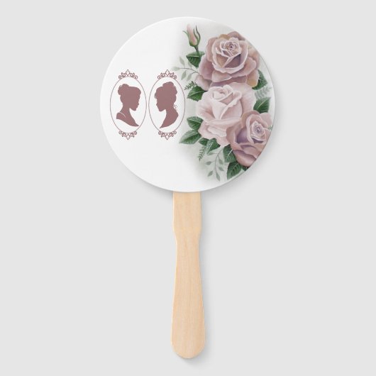 Lesbische bruiden Regency Roze Rozen Handwaaier (Voorkant)