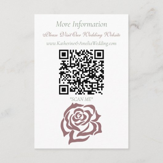 Lesbische bruiden Regency Roze Rozen Informatiekaartje (Achterkant)