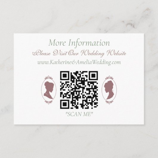 Lesbische bruiden Regency Roze Rozen Informatiekaartje (Achterkant)