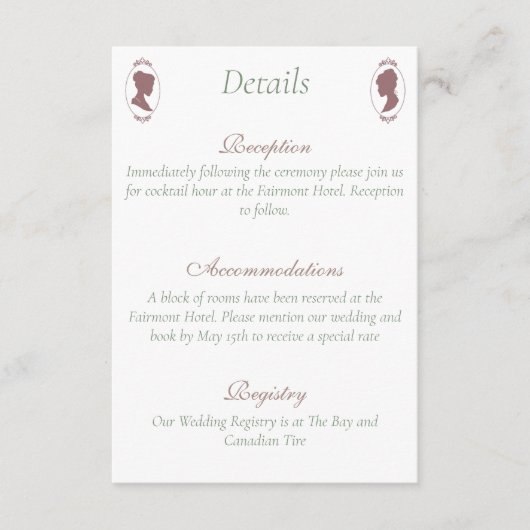 Lesbische bruiden Regency Roze Rozen Informatiekaartje (Voorkant)