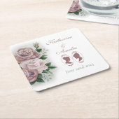 Lesbische bruiden Regency Roze Rozen Kartonnen Onderzetters (Schuin)