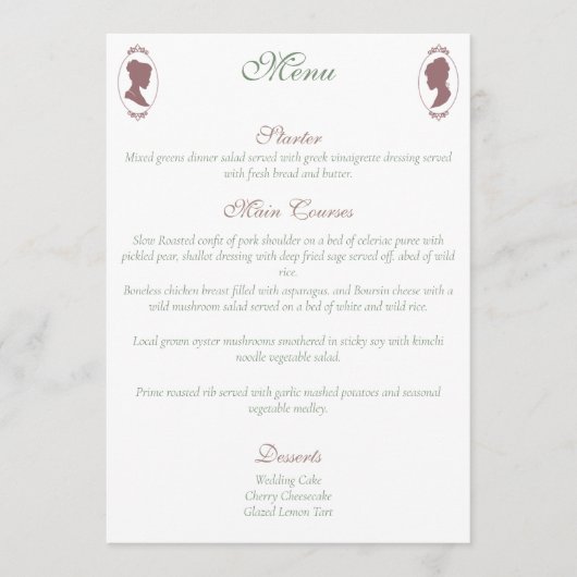 Lesbische bruiden Regency Roze Rozen Menu (Voorkant)